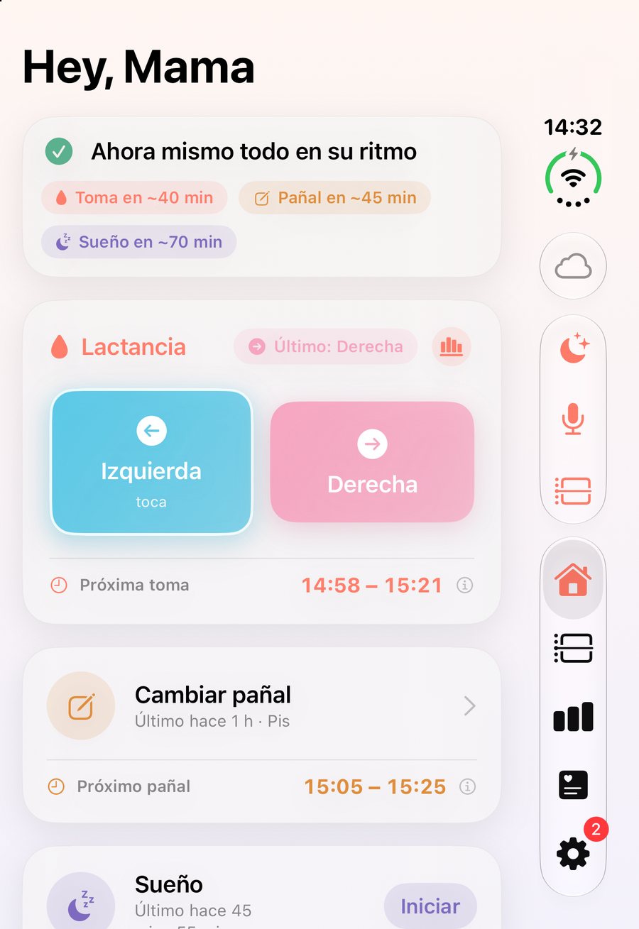 Pantalla exterior del iPhone Duo cerrado con la pantalla de inicio de HeyFini