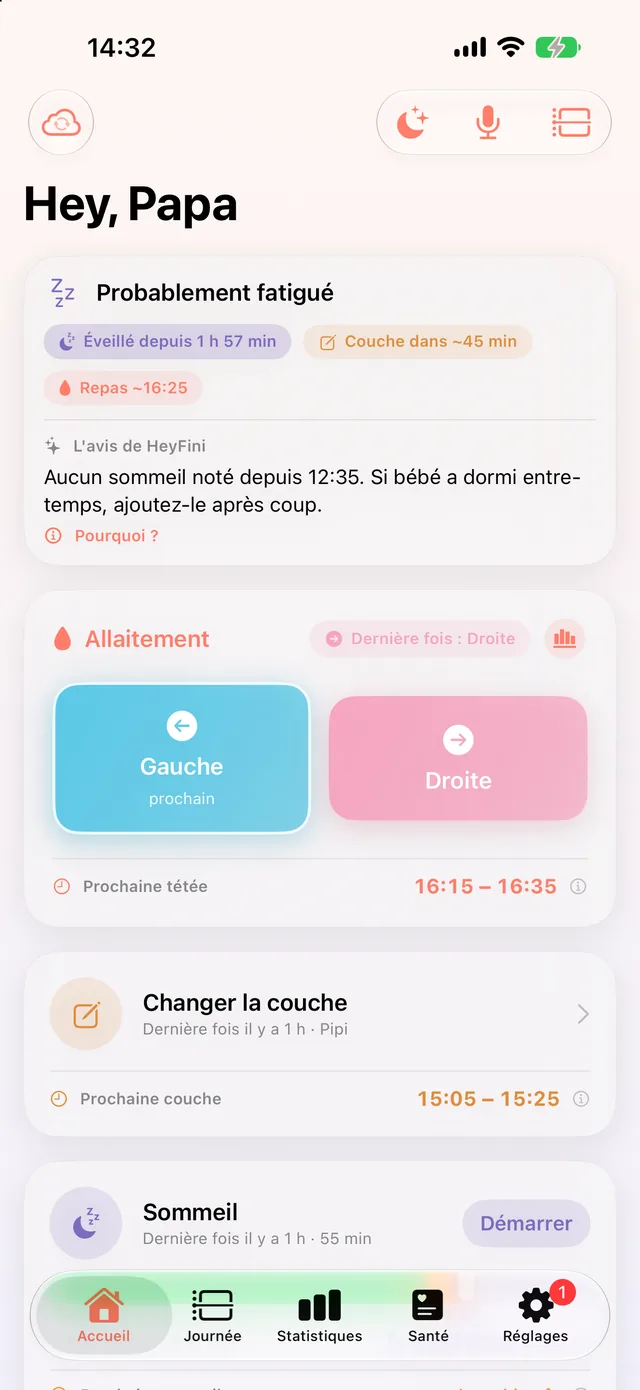 HeyFini sur l’iPhone de papa : « Hey, Papa », les mêmes données