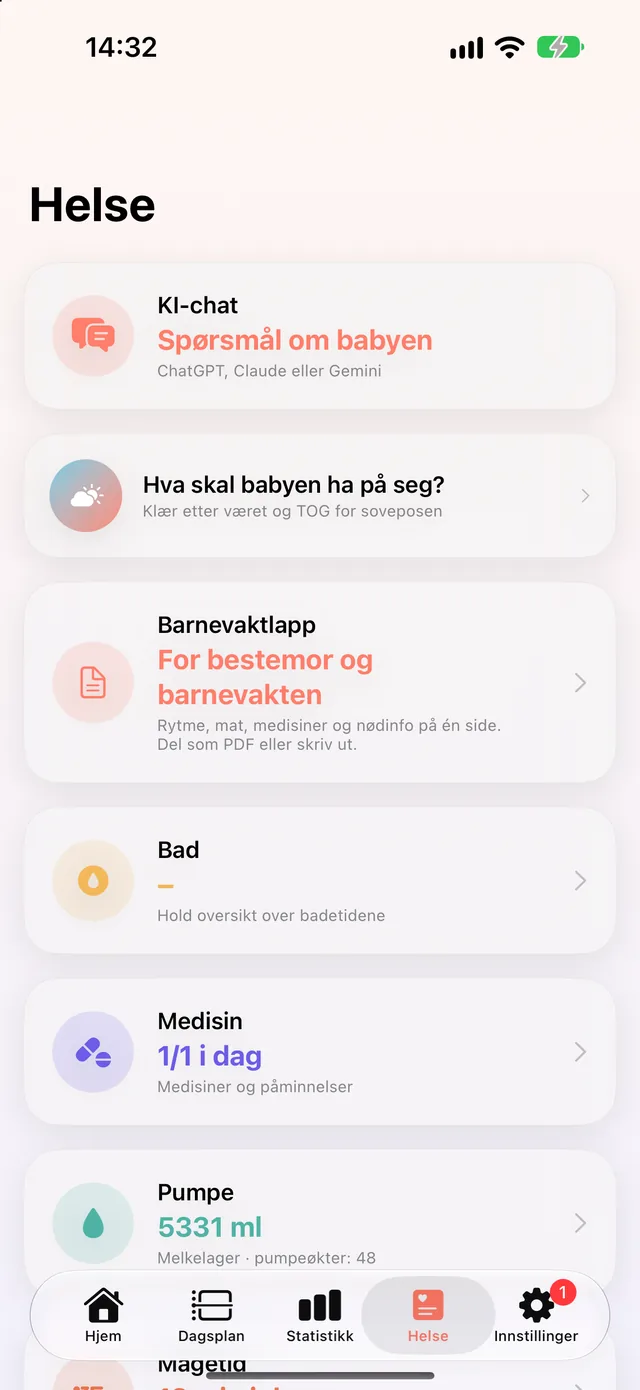 Vekstkurve i HeyFini: vekt med WHO-persentiler, 47. persentil innenfor det normale