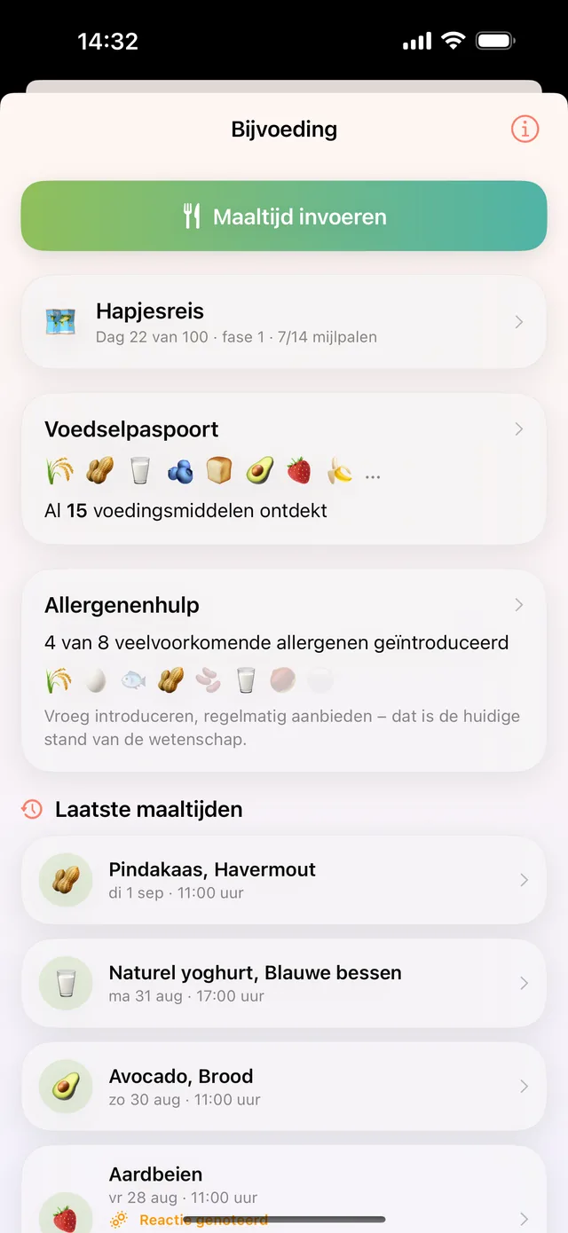 De voedingscatalogus in HeyFini