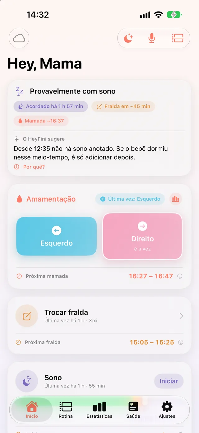 Mamada em andamento no HeyFini: peito esquerdo, cronômetro ao vivo 04:12